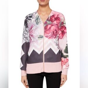 Ted Baker Pakrom Palace Garden floral print zip cardigan, size US 6